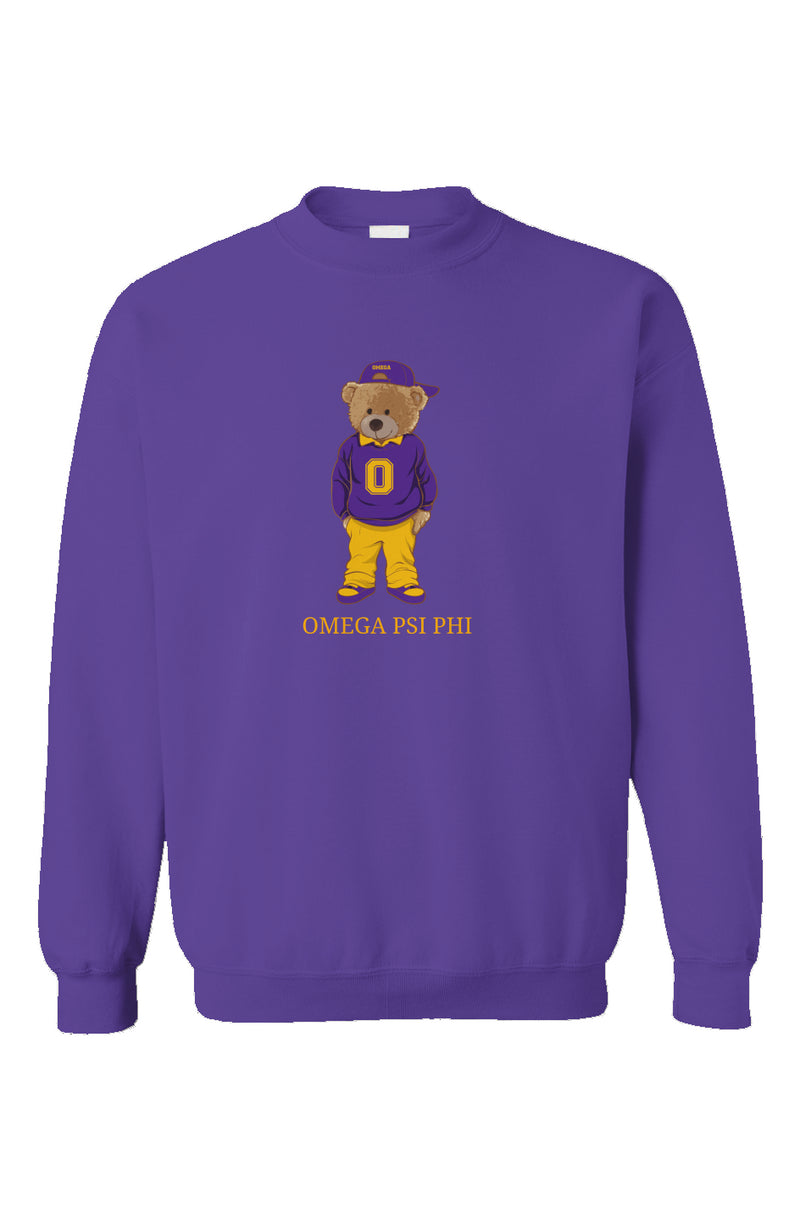 Embroidered Omega Bear Crewneck